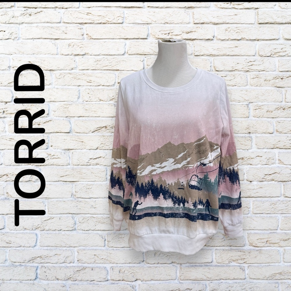 TORRID Ski Cozy Fleece Crew Neck Sweatshirt Size 0 / 12
